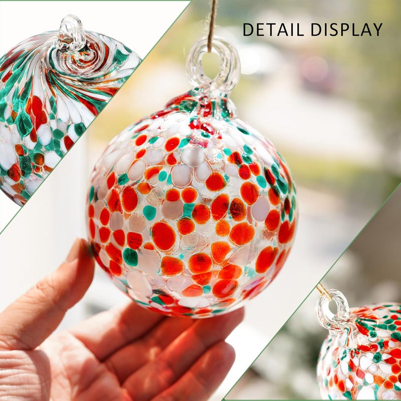 KRISININE 4" Blown Christmas Balls Hanging Glass Gazing Ball for Christmas Garden Patio Window Decoration Gifts for Xmas - Image 3